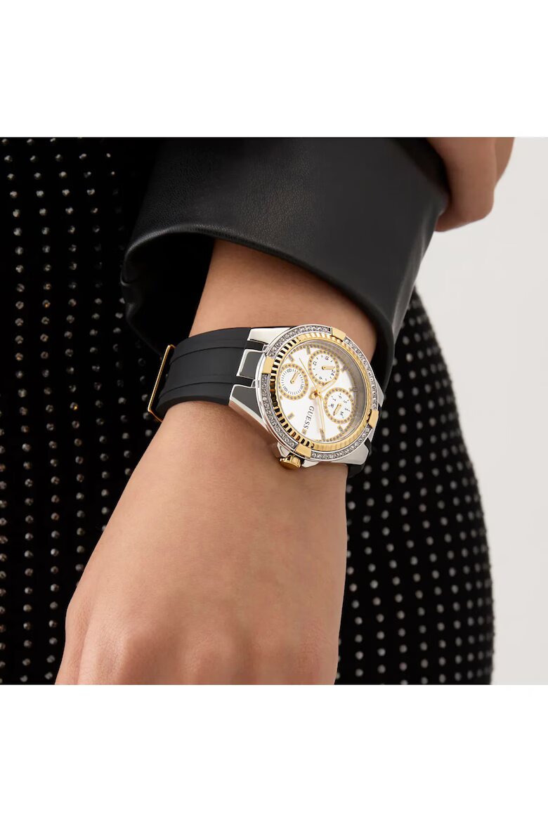 GUESS Дамски часовник GW0879L1 39 мм силиконова каишка черно/златисто кварцов механизъм водоустойчив на 3 ATM