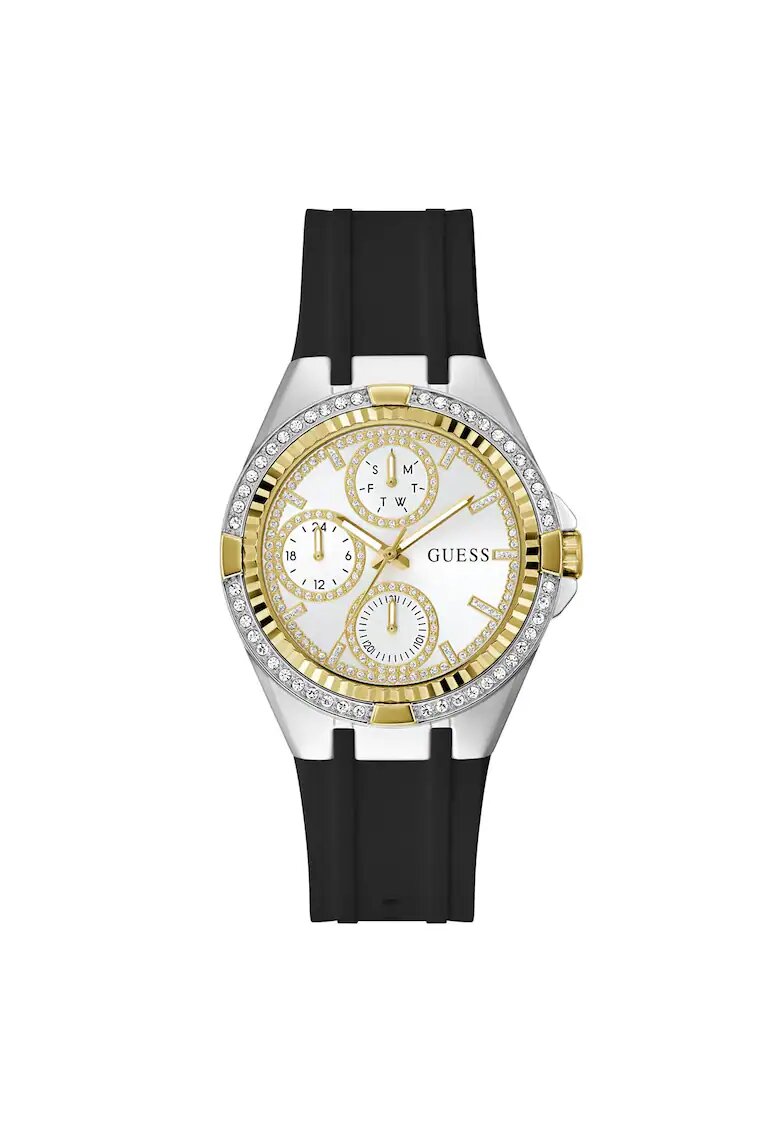 GUESS Дамски часовник GW0879L1 - 39 мм - силиконова каишка - черно/златисто - кварцов механизъм - водоустойчив на 3 ATM