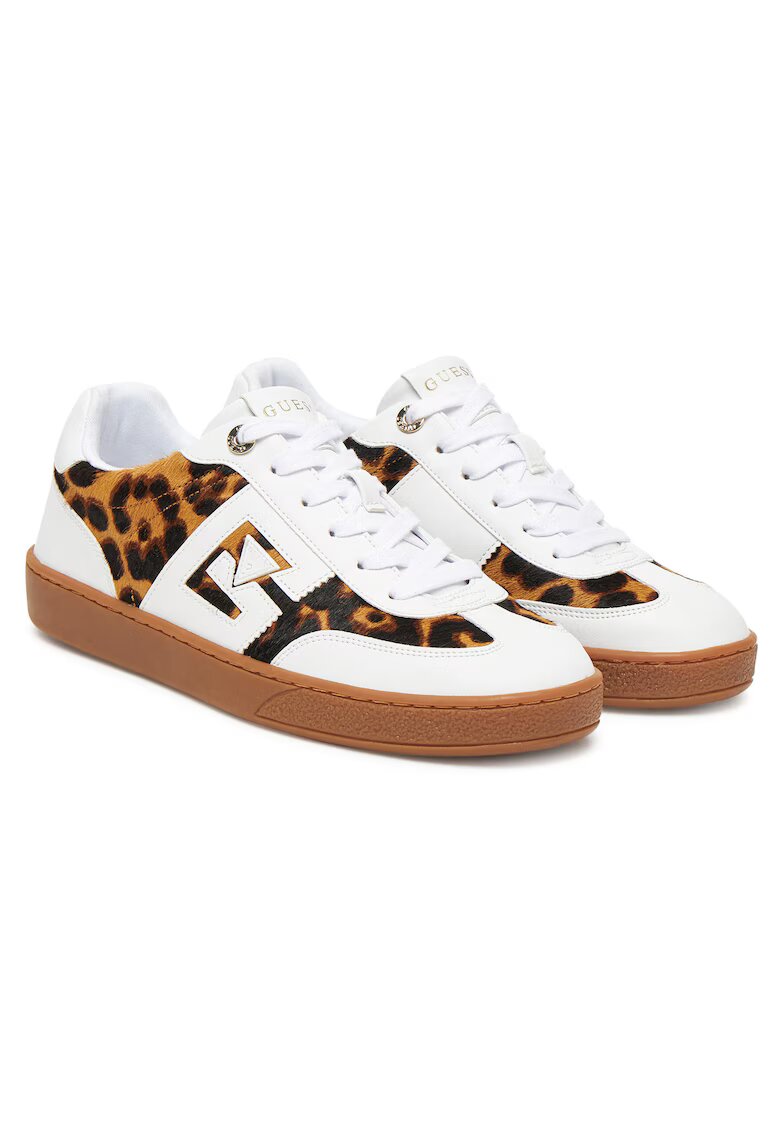 GUESS Дамски кецове Leopa - естествена кожа - FLTNC2 PEL12 - бели