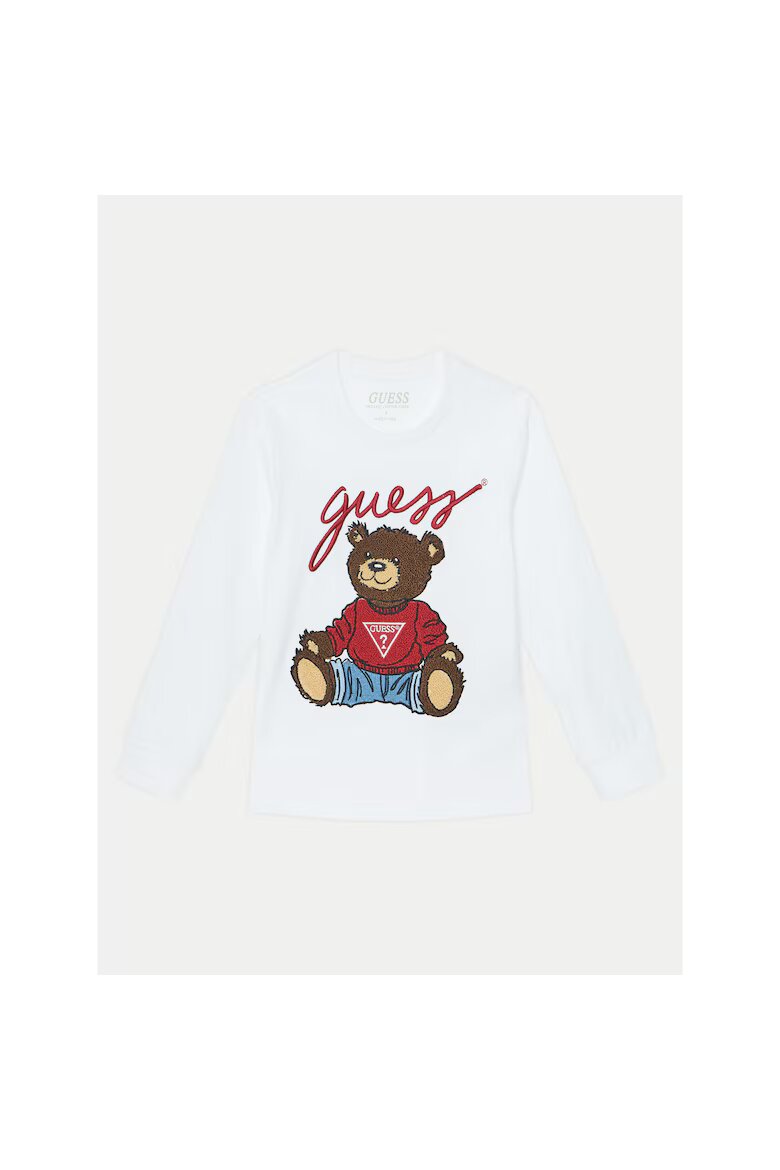 GUESS Детска памучна блуза Бял