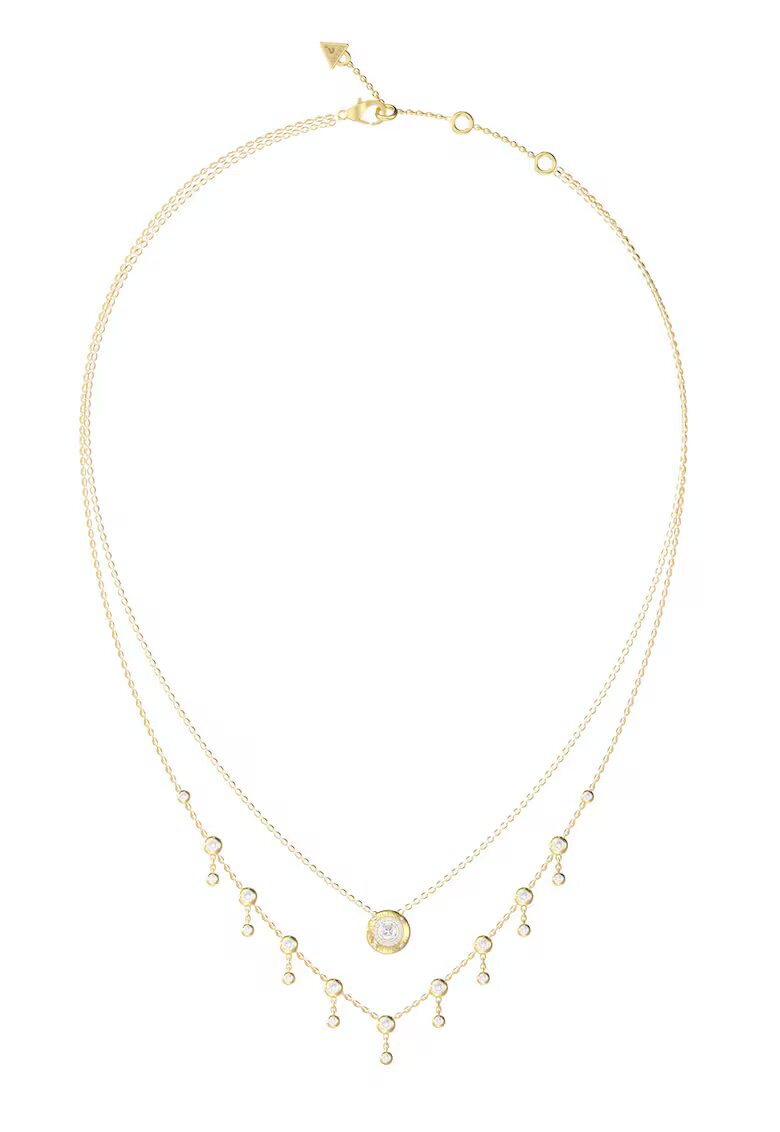 GUESS Двуредово колие с циркони - Златист