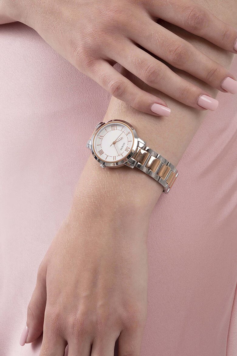 GUESS Двуцветен часовник с римски цифри Rose Gold/Сребрист