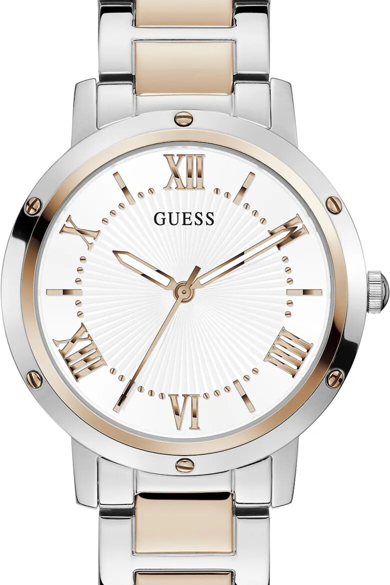 GUESS Двуцветен часовник с римски цифри Rose Gold/Сребрист