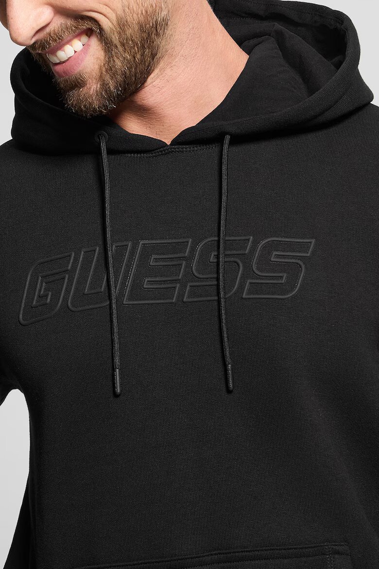 GUESS Фитнес худи с джоб кенгуру Черен