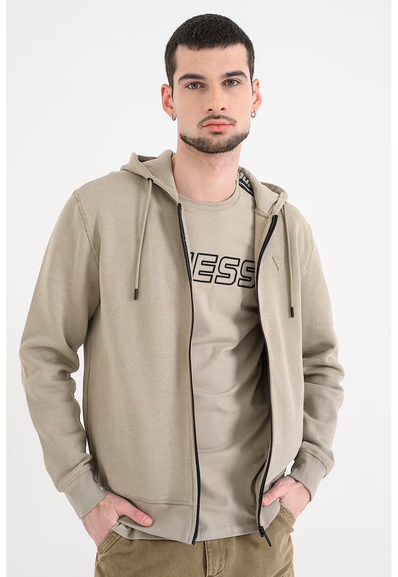 GUESS Фитнес худи с цип - Зелени аспержи