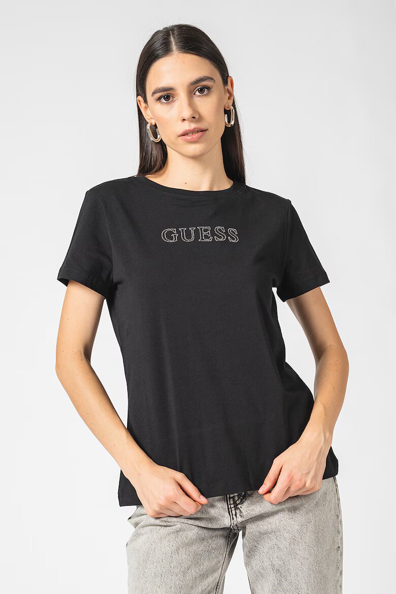 GUESS Фитнес тениска с лого Черен