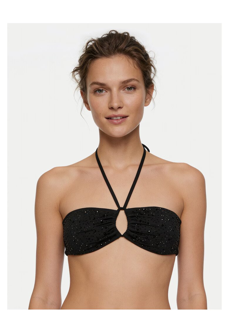 GUESS Горнище на бански полиамид - черно