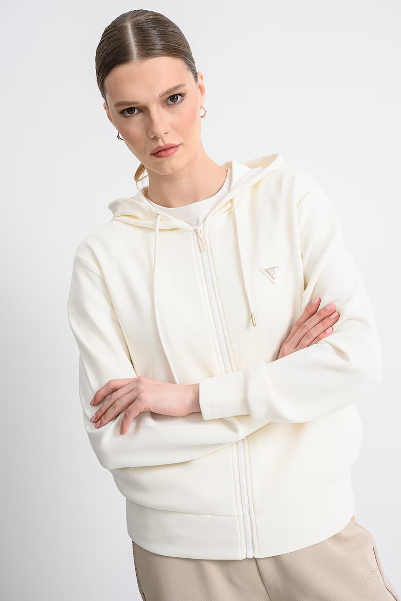 GUESS Худи с модал с цип и лого Крем