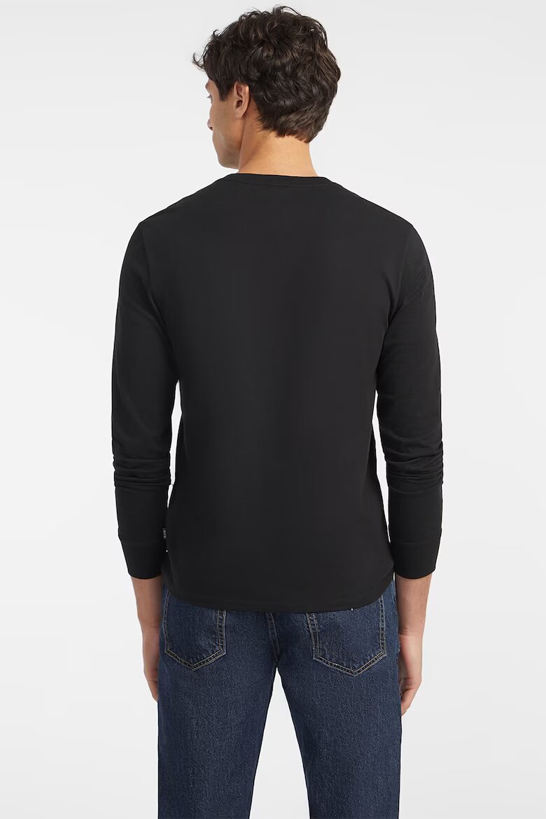 GUESS JEANS Блуза с дълги ръкави и лого Черен