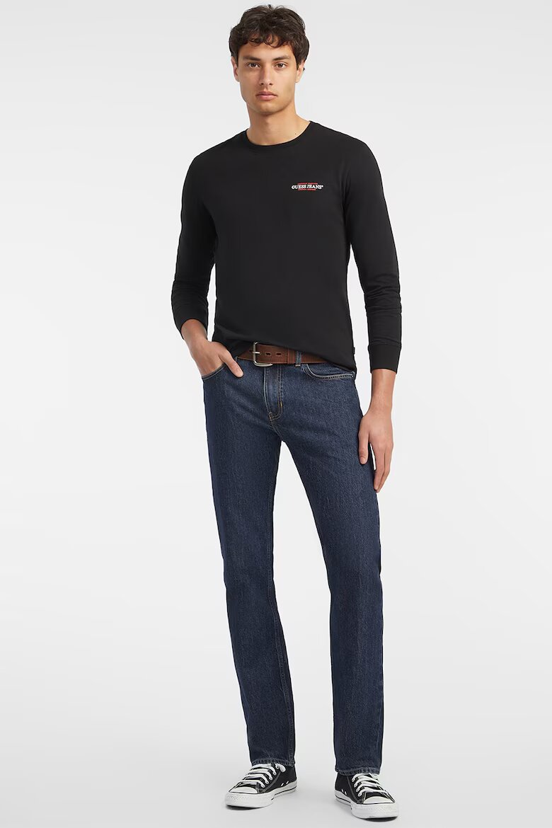 GUESS JEANS Блуза с дълги ръкави и лого Черен