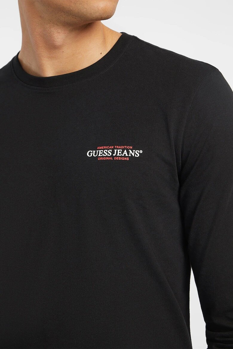 GUESS JEANS Блуза с дълги ръкави и лого Черен