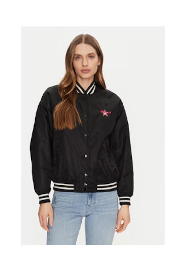 GUESS JEANS Дамско бомбър яке - 100% полиамид - черно