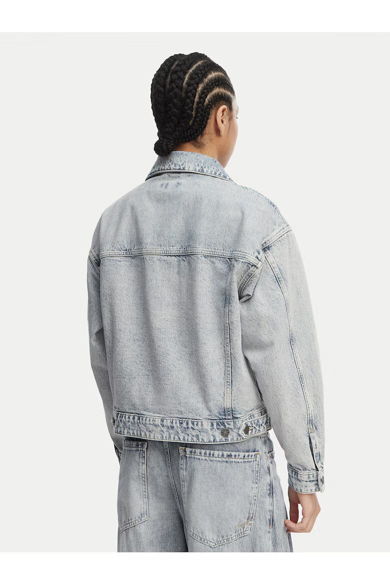 GUESS JEANS Дамско дънково яке светлосиньо овърсайз памук