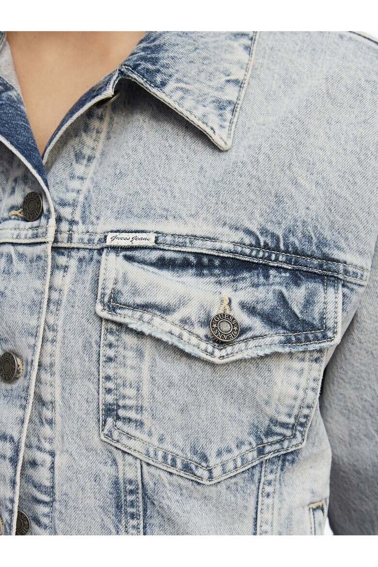 GUESS JEANS Дамско дънково яке светлосиньо овърсайз памук