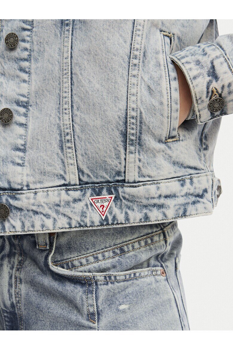 GUESS JEANS Дамско дънково яке светлосиньо овърсайз памук