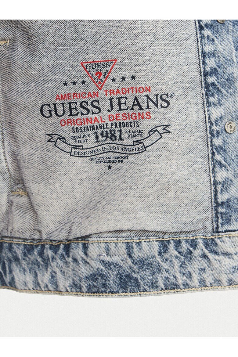 GUESS JEANS Дамско дънково яке светлосиньо овърсайз памук