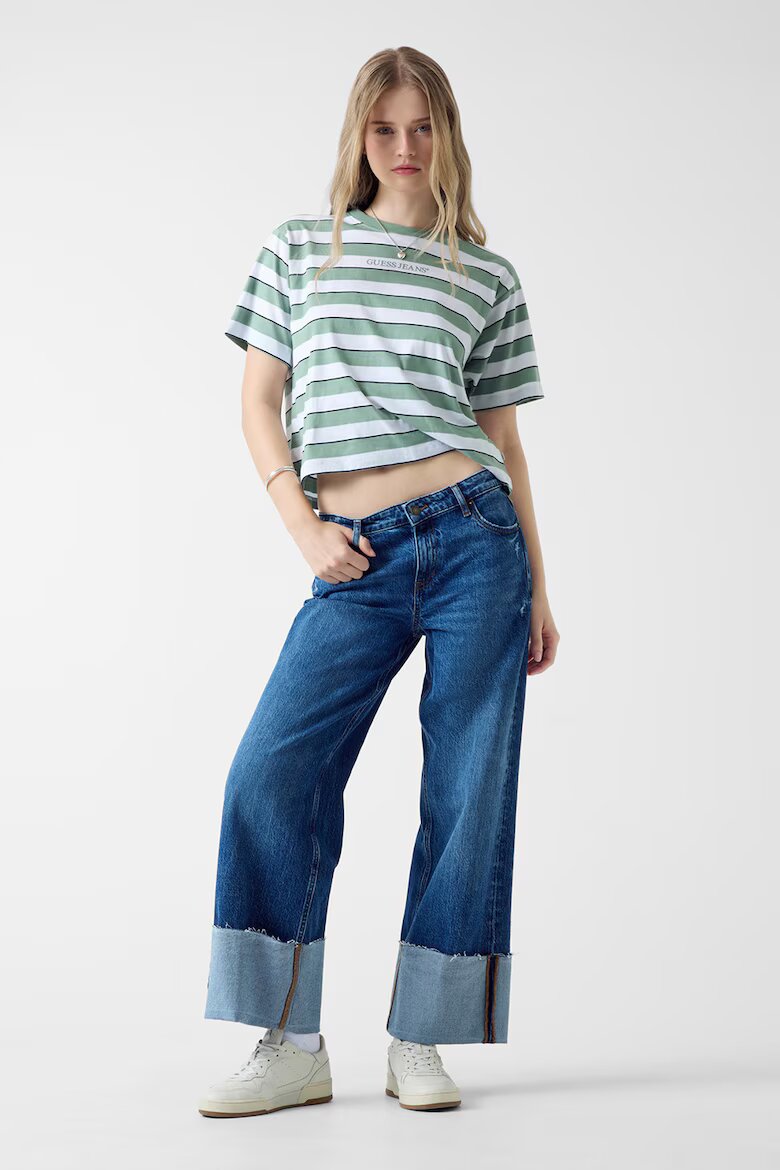 GUESS JEANS Дънки с ниска талия и навити маншети Тъмносин