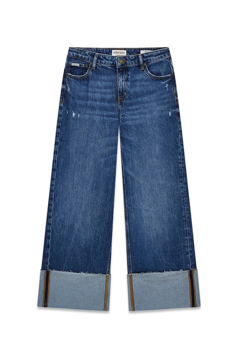 GUESS JEANS Дънки с ниска талия и навити маншети Тъмносин