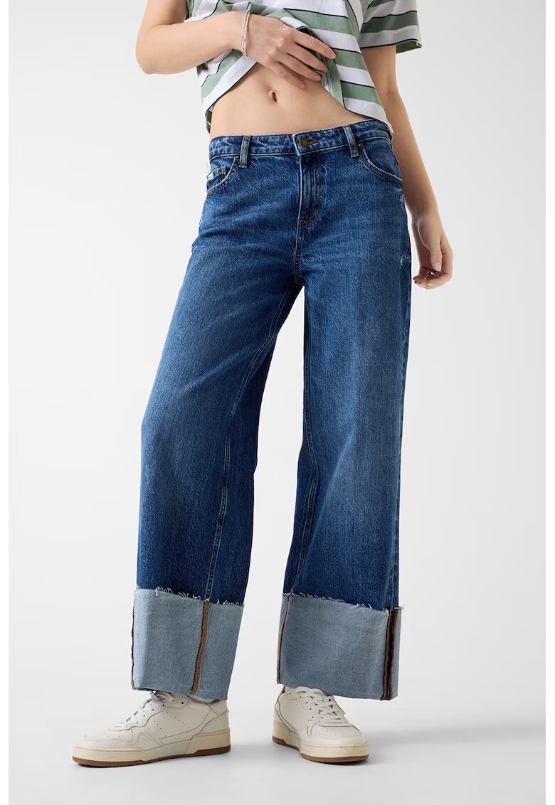 GUESS JEANS Дънки с ниска талия и навити маншети - Тъмносин