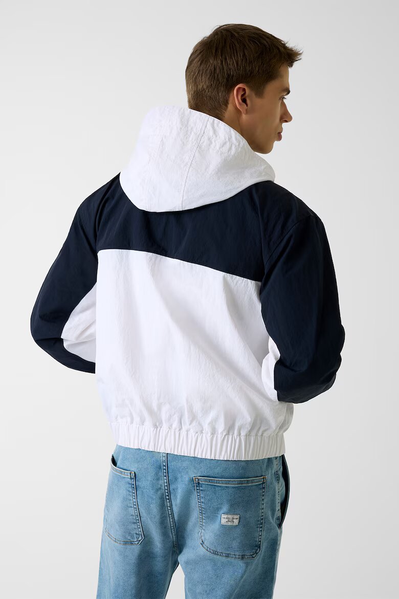 GUESS JEANS Двуцветно яке с качулка Бял/Ултрамарин синьо