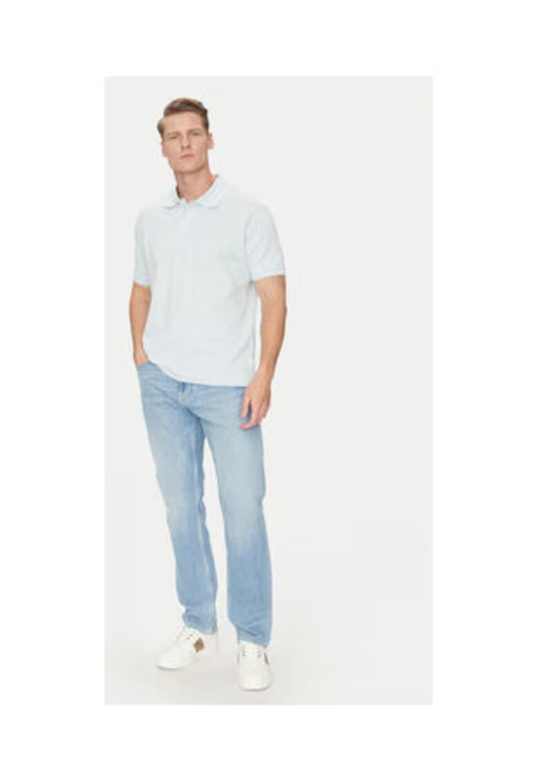GUESS JEANS Едноцветна тениска с поло яка