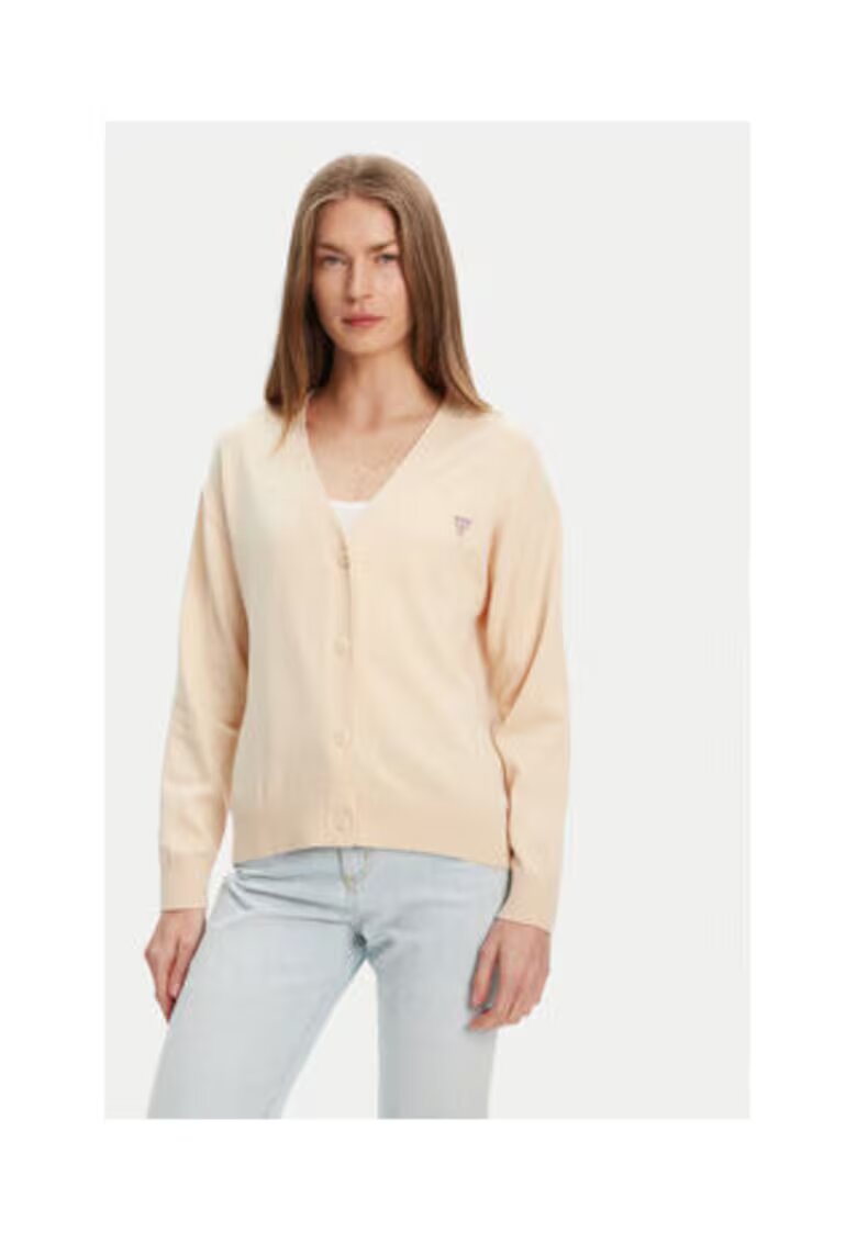 GUESS JEANS Едноцветна жилетка с дълъг ръкав
