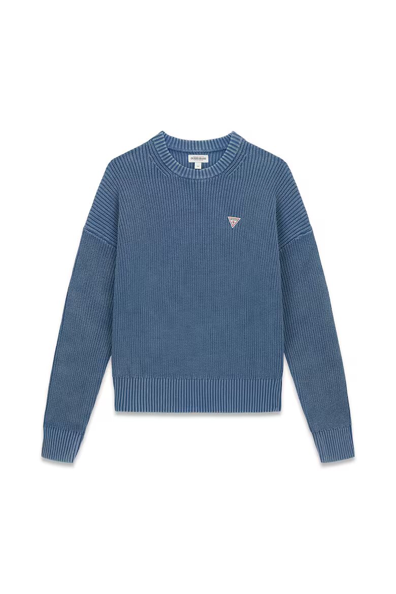 GUESS JEANS Къс памучен пуловер Тъмносин