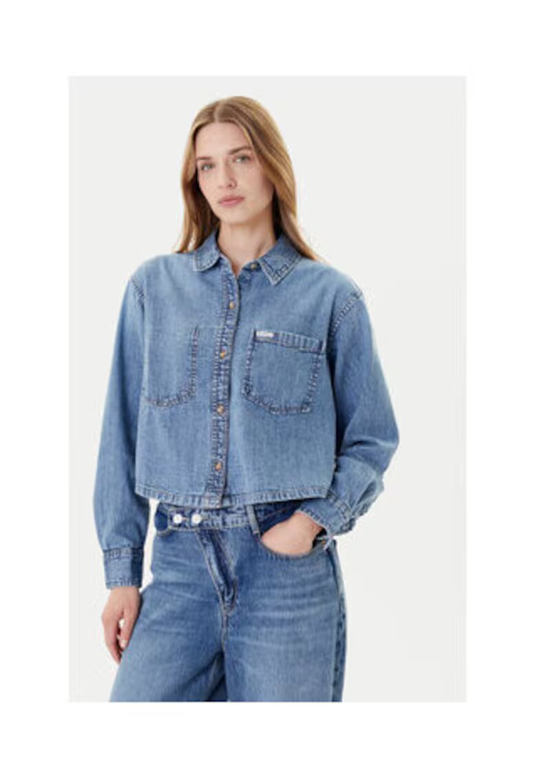 GUESS JEANS Къса памучна риза с копчета