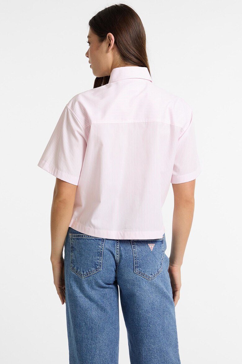 GUESS JEANS Къса риза с райе Бял/Бледо розово