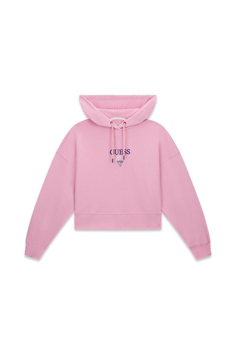 GUESS JEANS Късо худи с бродирано лого Розово