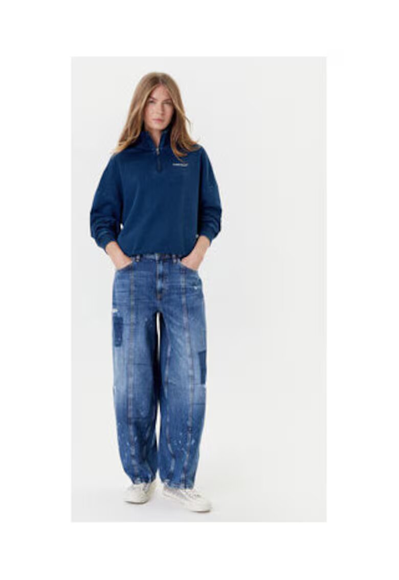 GUESS JEANS Лек суичър с паднали ръкави и шлиц с цип