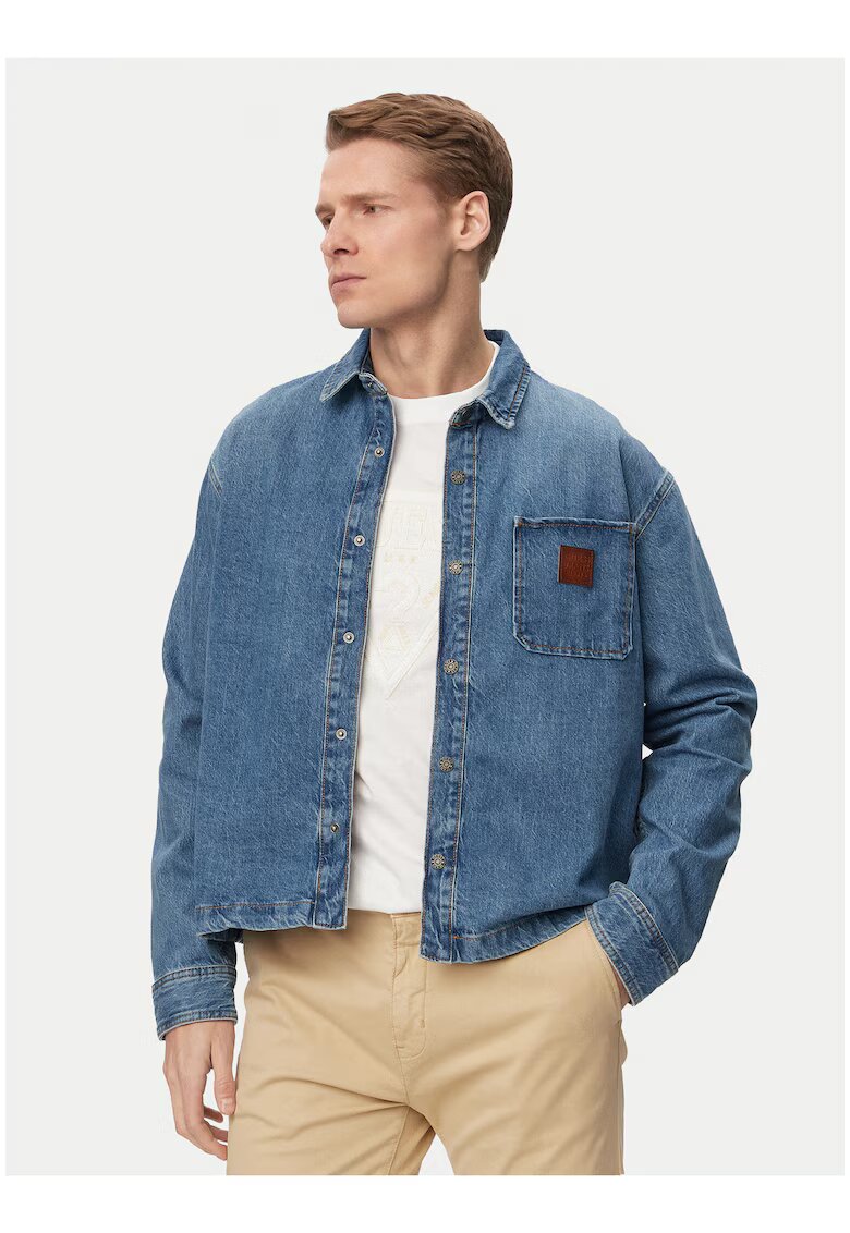 GUESS JEANS Мъжка риза - овърсайз - синя - памук