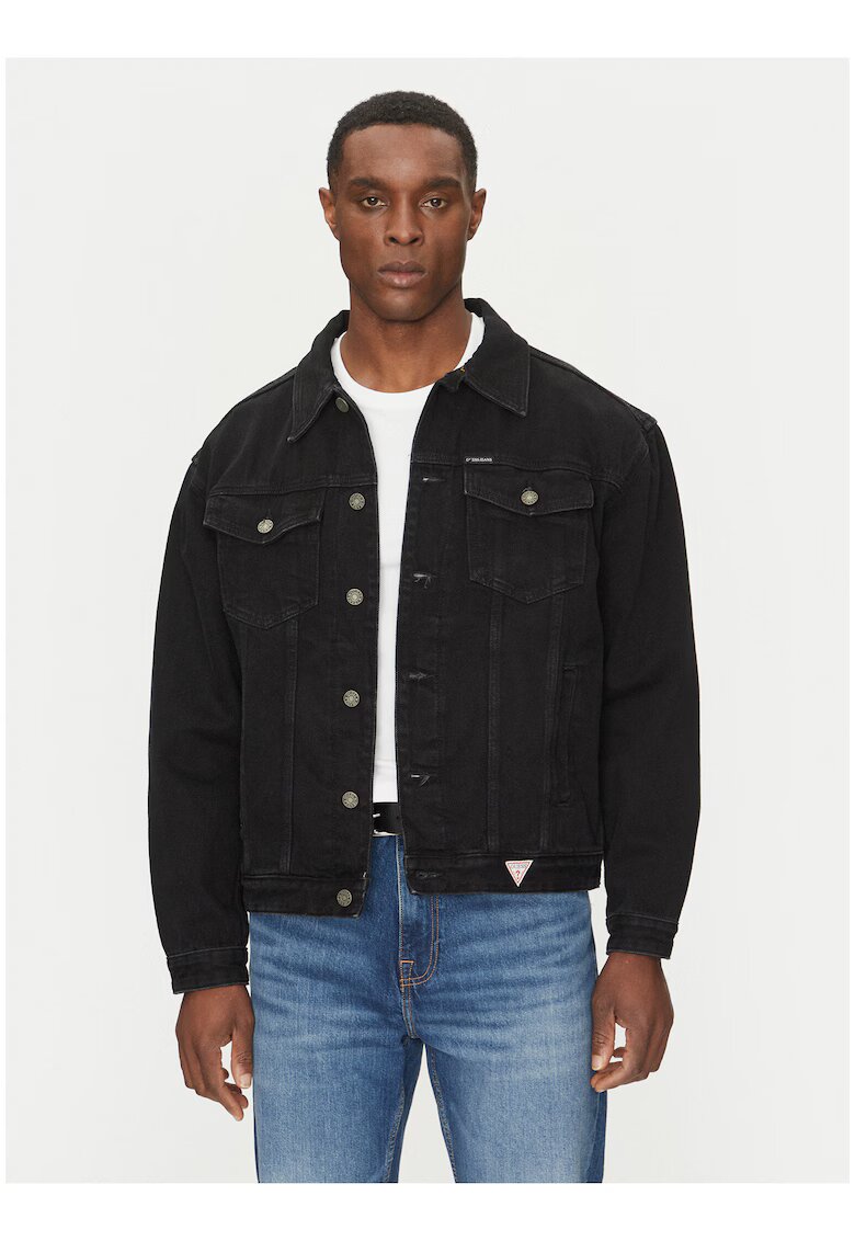 GUESS JEANS Мъжко яке - черно - памук - дълги ръкави - стандартна кройка