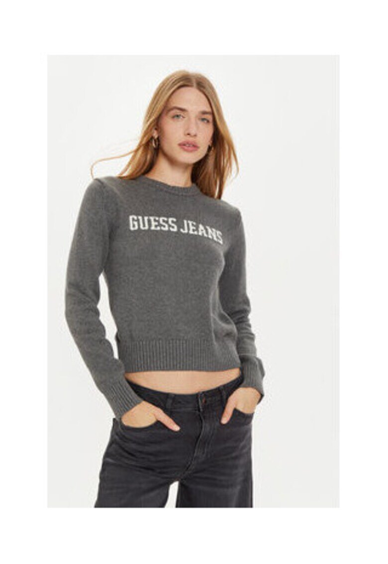 GUESS JEANS Памучен пуловер с паднали ръкави