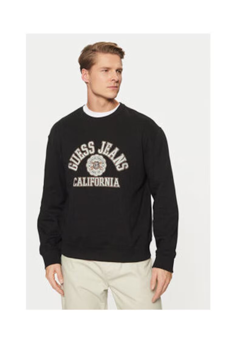 GUESS JEANS Памучен суичър с лого и дълъг ръкав