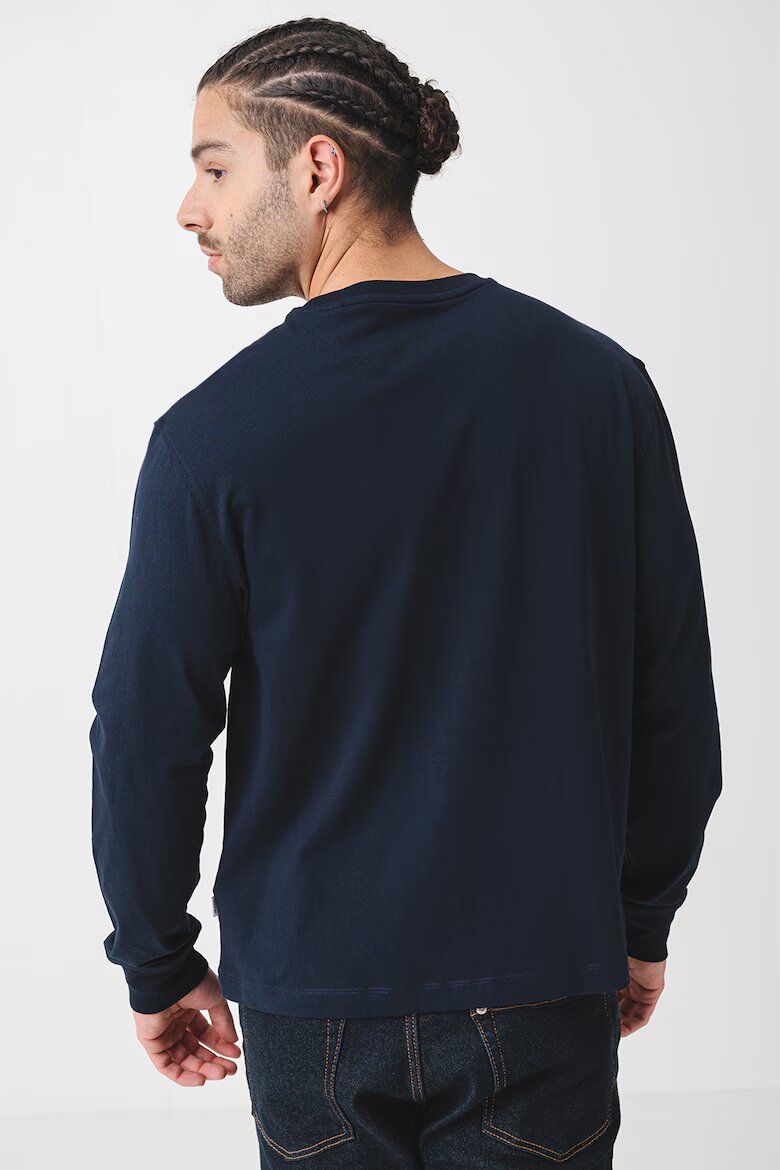 GUESS JEANS Памучна блуза с бродирано лого Тъмносин