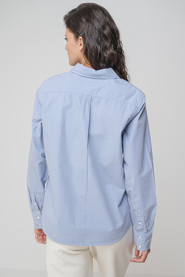 GUESS JEANS Памучна риза с класическа яка Светлосин
