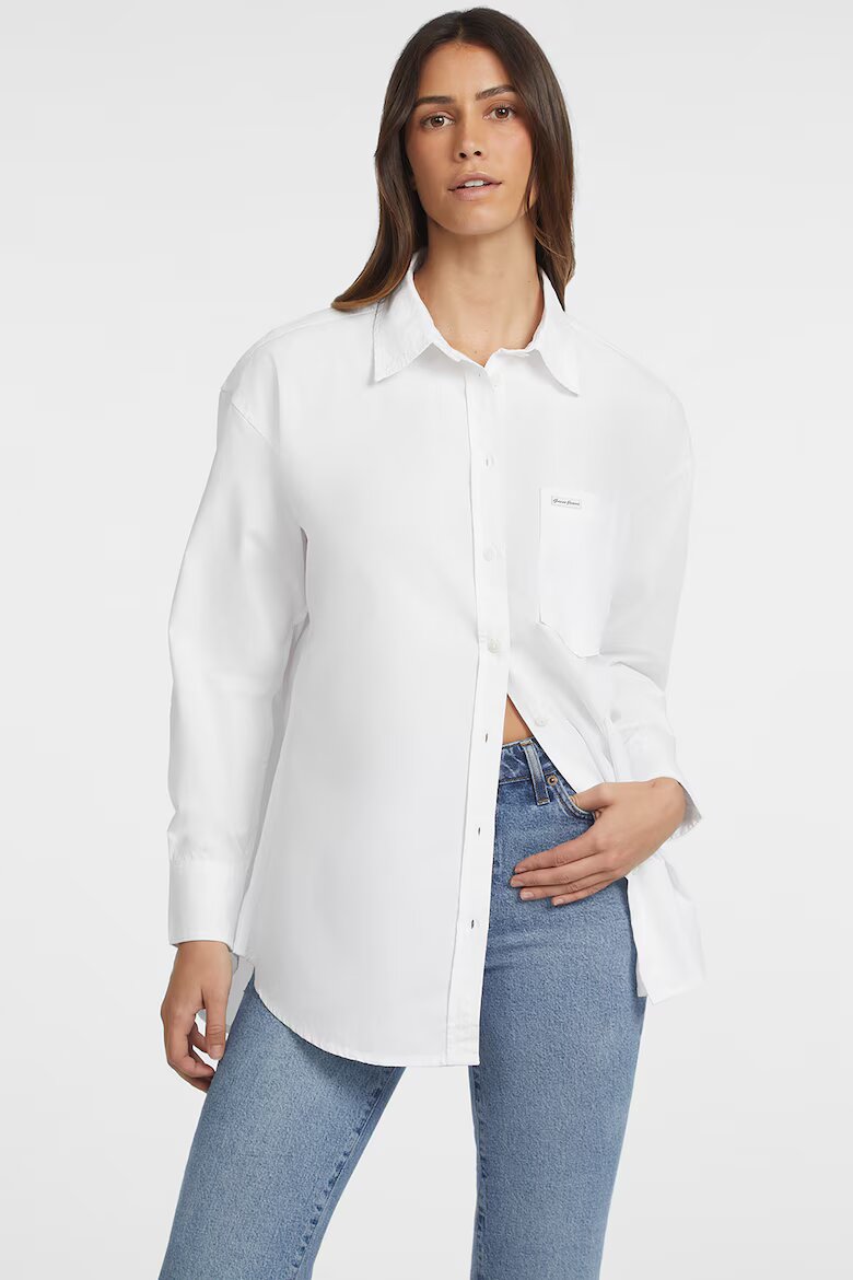 GUESS JEANS Памучна риза с пришит джоб Бял