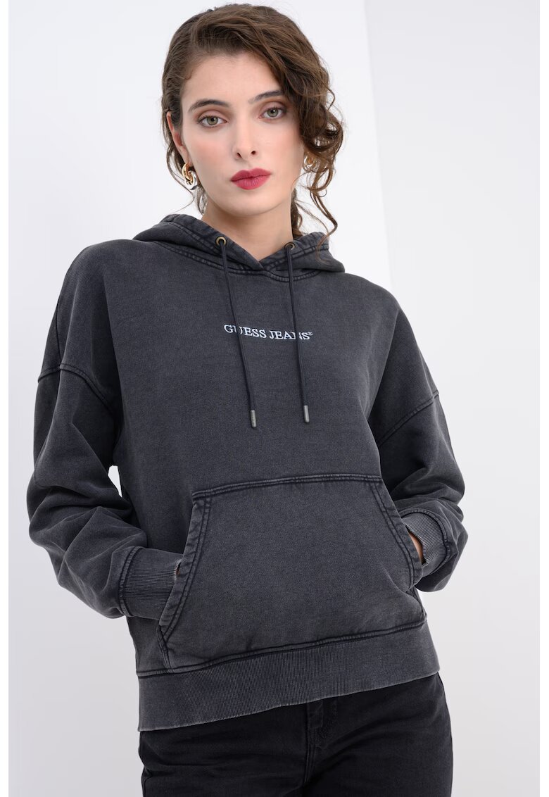 GUESS JEANS Памучно худи с джоб кенгуру
