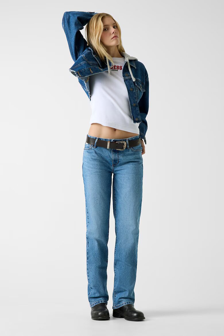 GUESS JEANS Прави дънки с миди талия Светлосин