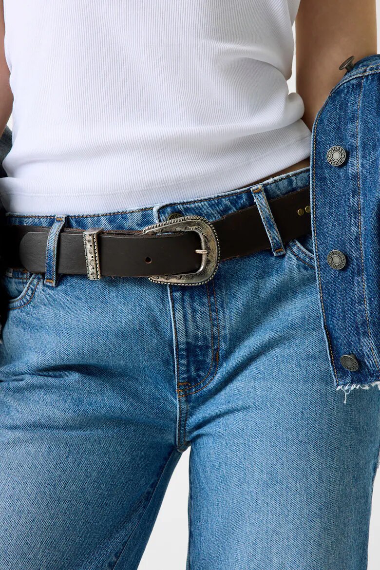 GUESS JEANS Прави дънки с миди талия Светлосин