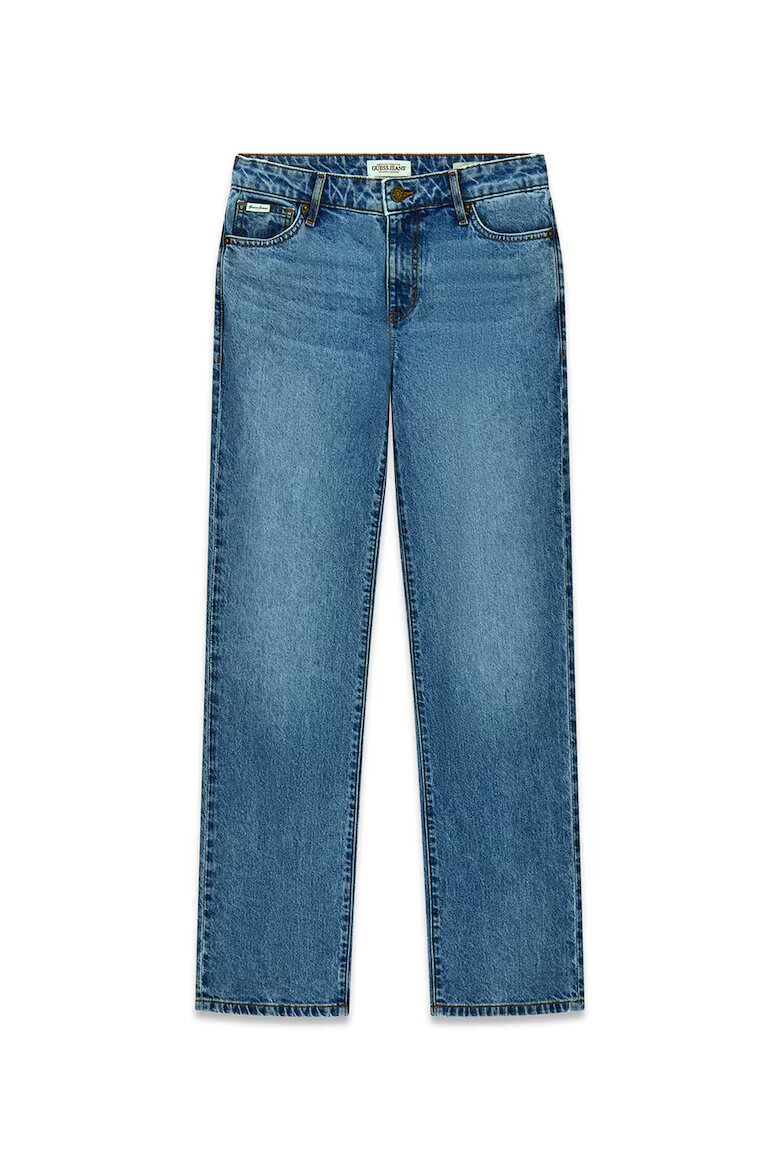 GUESS JEANS Прави дънки с миди талия Светлосин