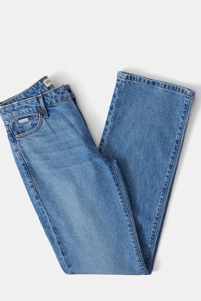 GUESS JEANS Прави дънки с миди талия Светлосин