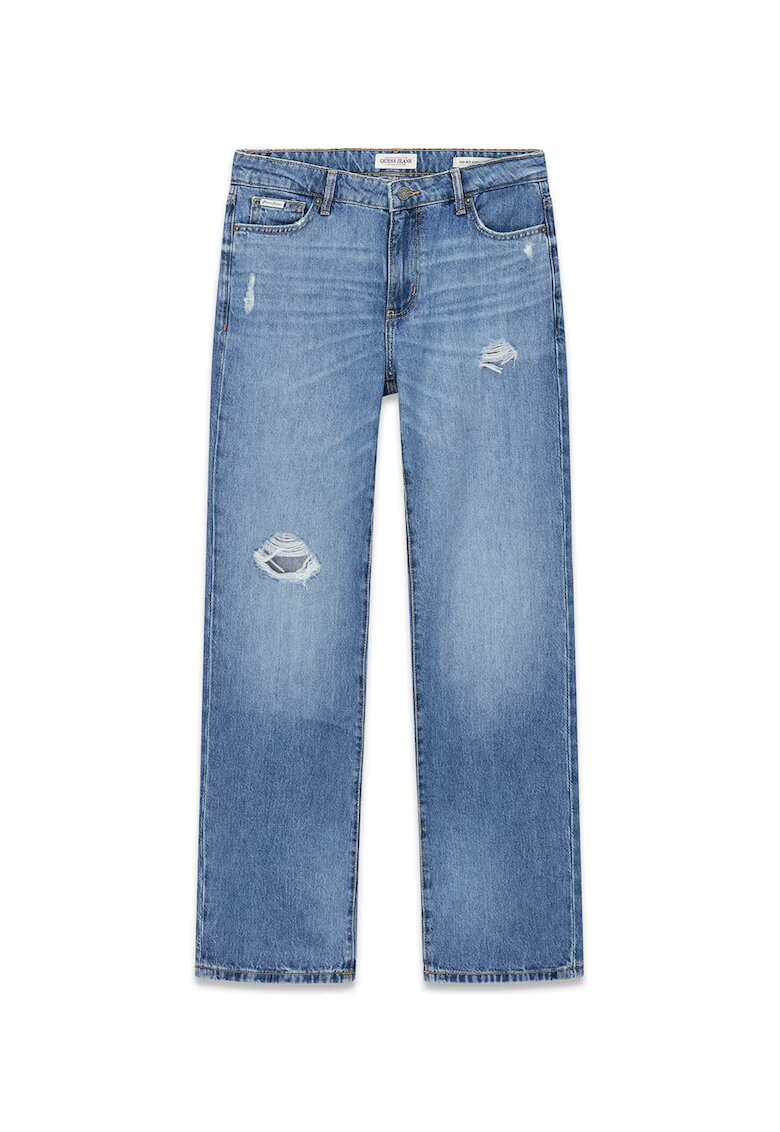 GUESS JEANS Прави дънки с протрити зони - Светлосин