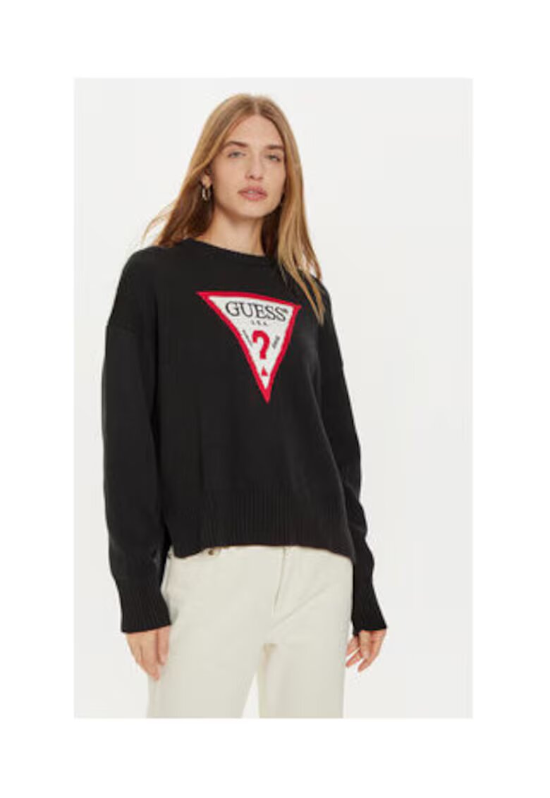 GUESS JEANS Пуловер от органичен памук с лого