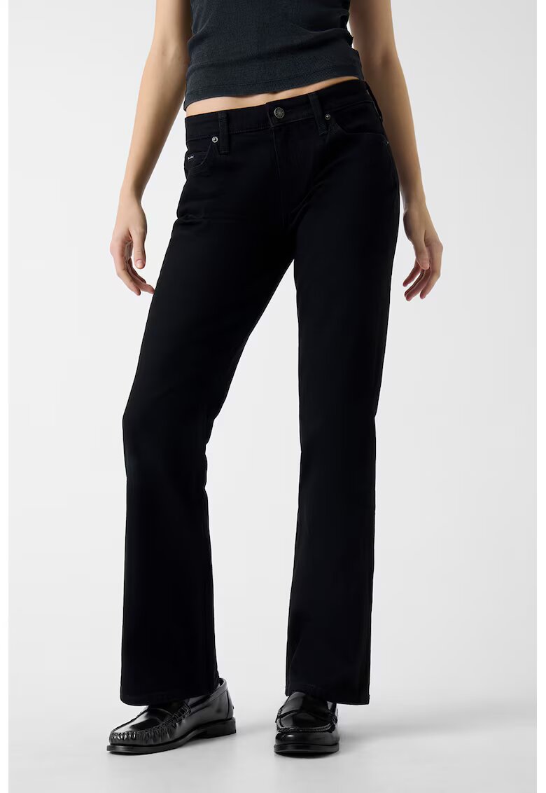 GUESS JEANS Разкроени дънки с ниска талия - Черен