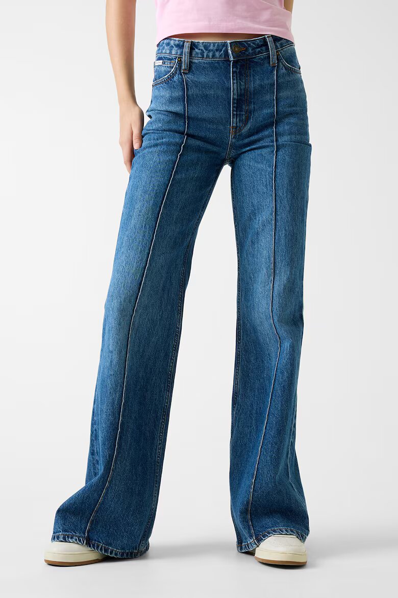 GUESS JEANS Разкроени дънки с ръб Тъмносин