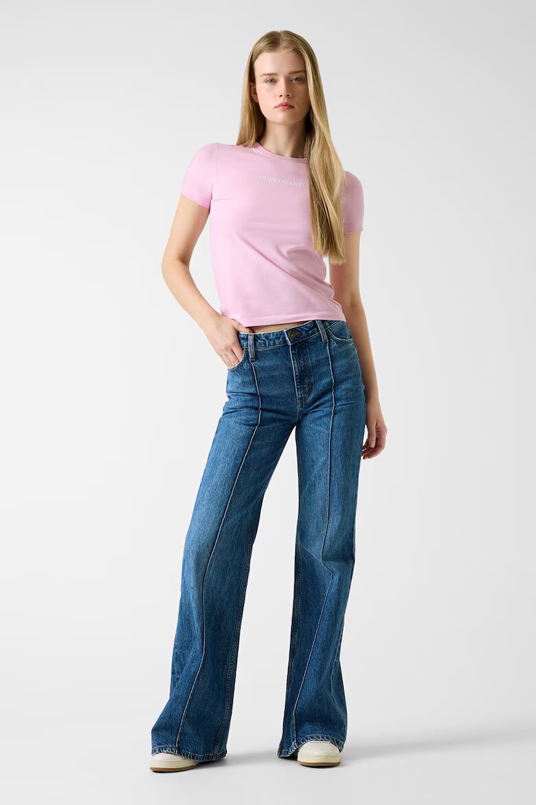 GUESS JEANS Разкроени дънки с ръб Тъмносин