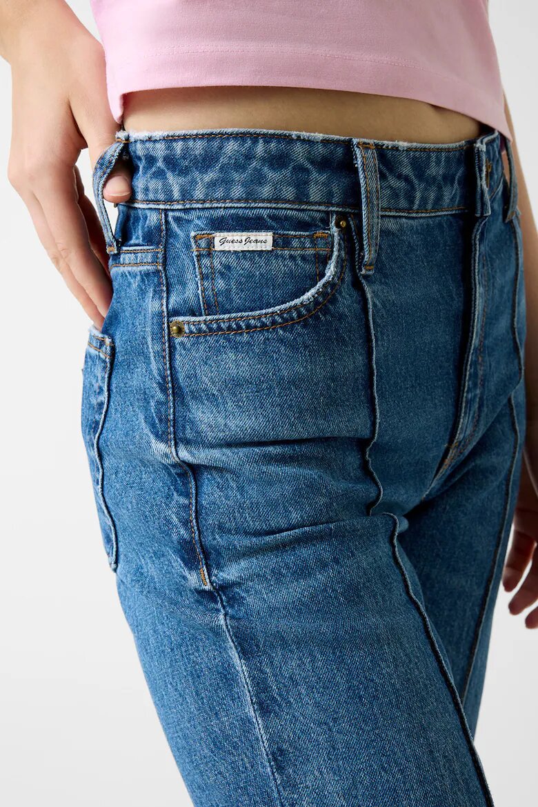 GUESS JEANS Разкроени дънки с ръб Тъмносин