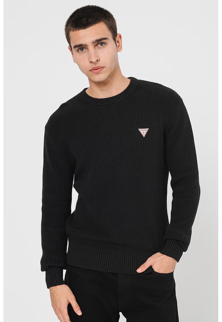 GUESS JEANS Рипсен пуловер с лого